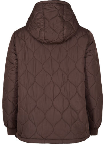 Quiltad anorak med huva, Black Coffee, Packshot image number 1