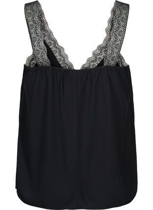 Topp i viskos med spets, Black, Packshot image number 1