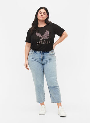 Ankellånga Vera jeans med nitar, Light blue denim, Model image number 0