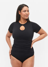 Baddräkt med korta ärmar, Black, Model