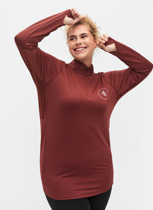 Träningströja med hög hals och dragkedja, Sable, Model image number 2