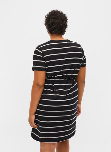 Randig gravidklänning i viskos, Black Grey Stripe, Model image number 1