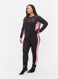 Skidunderställbyxor med kontrastfärgade revärer, Black w. Sea Pink, Model