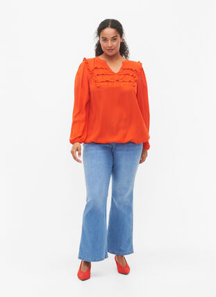 Långärmad blus med fransdetaljer, Orange.com, Model image number 3