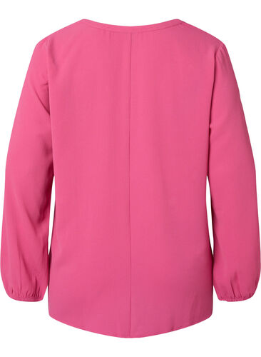 Enfärgad blus med v-hals, Shocking Pink, Packshot image number 1