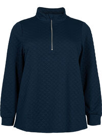 Quiltad sweatshirt med dragkedja