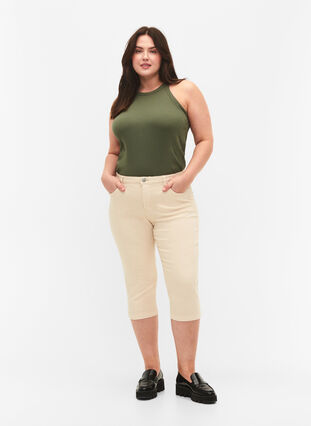 Ribbat linne i bomull, Thyme, Model image number 2