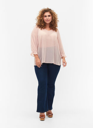 Blus med 3/4-ärmar och struktur från FLASH, Adobe Rose, Model image number 2