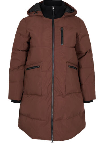 Vinterjacka med avtagbar huva, Friar Brown, Packshot image number 0