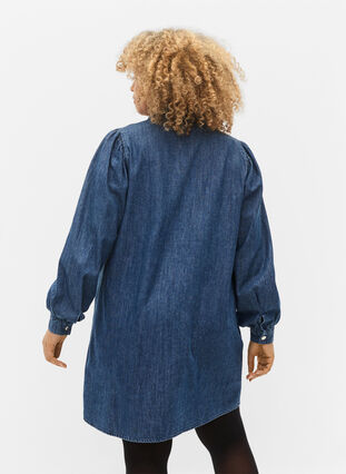 Denim skjortklänning i bomull, Dark blue denim, Model image number 1