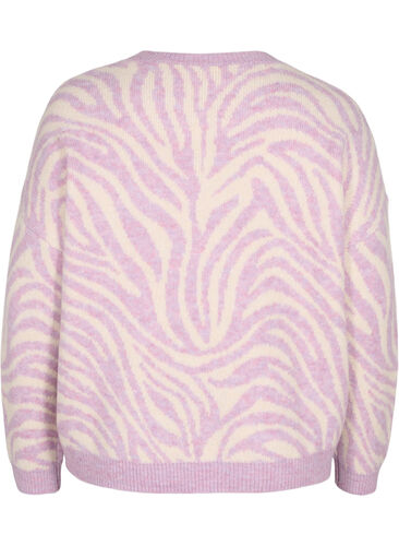 Stickad tröja med mönster, Lavender  Mel Comb., Packshot image number 1