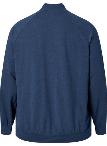 Sweatshirt med dragkedja och ficka, Insignia Blue Mel. , Packshot image number 1