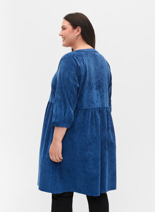 Klänning med 3/4-ärmar och knappar, Estate Blue, Model image number 1