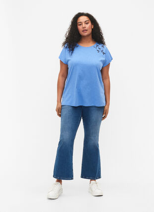 T-shirt i bomull med tryck, Ultramarine C Leaf, Model image number 2