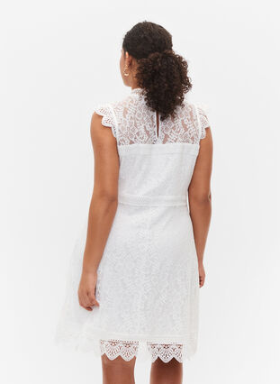 Ärmlös spetsklänning, Bright White, Model image number 1