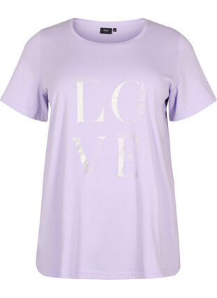 T-shirt i bomull med tryck, Lavender W. Love, Packshot image number 0