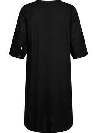 Lång skjortklänning med 3/4-ärmar, Black, Packshot image number 1