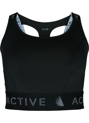 Sport-bh med texttryck, Black, Packshot image number 0