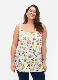 Topp med tryck från FLASH, Off White Flower, Model