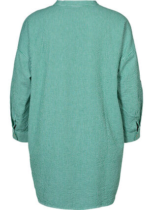 Randig bomullsskjorta med 3/4-ärmar, Jolly Green Stripe, Packshot image number 1