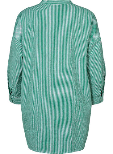 Randig bomullsskjorta med 3/4-ärmar, Jolly Green Stripe, Packshot image number 1