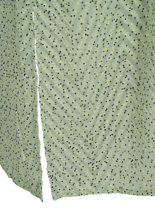 Prickig skjortklänning med 3/4-ärmar och slits, Seagrass Dot, Packshot image number 3