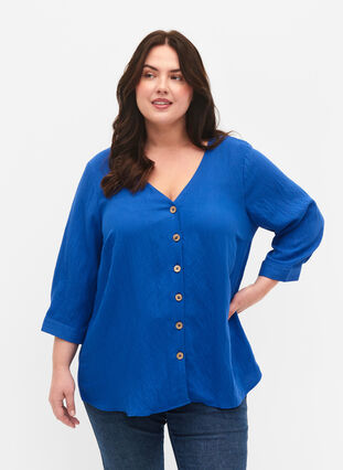 V-ringad blus i viskos med knappar, Surf the web, Model image number 0