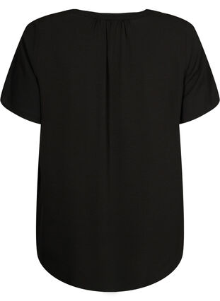 V-ringad blus med korta ärmar, Black, Packshot image number 1