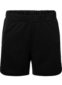 Enfärgade sweatshirtshorts med fickor