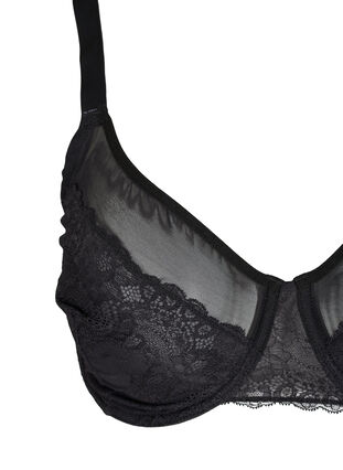 Spets-bh med mesh, Black, Packshot image number 2