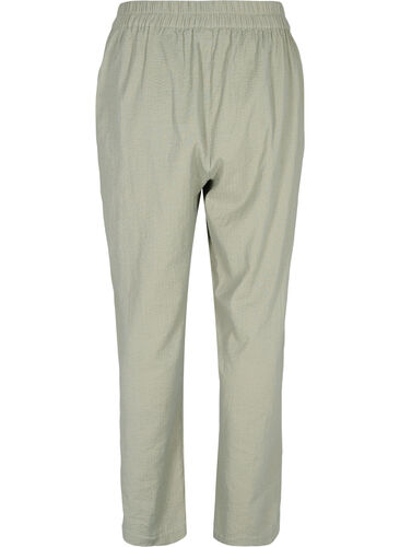 Byxor i bomull med struktur, Seagrass , Packshot image number 1