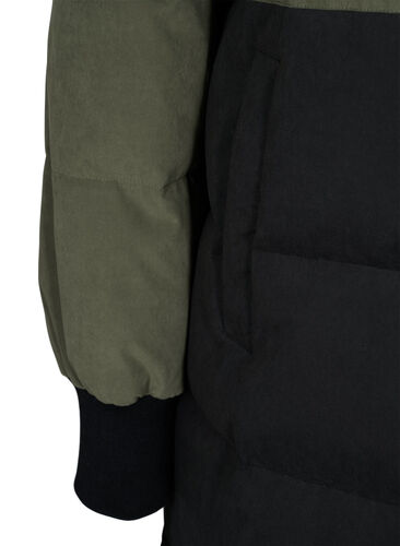 Lång vinterjacka med colour block, Grape Leaf W/Blk, Packshot image number 3