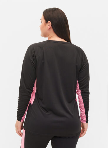 Skidunderställströja med kontrastfärgade revärer, Black w. Sea Pink, Model image number 1