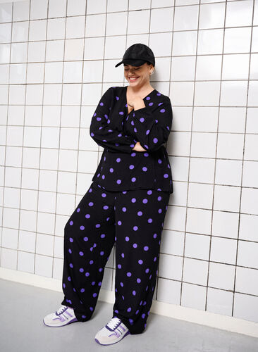 Prickig omlottopp i viskos, Black w. Purple Dot, Image image number 1