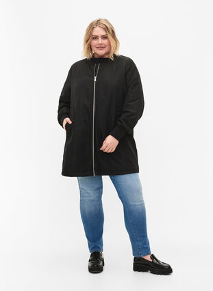 Lång bomberjacka med fickor, Black, Model image number 2