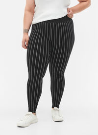 Leggings med ränder, Black/White Stripes, Model