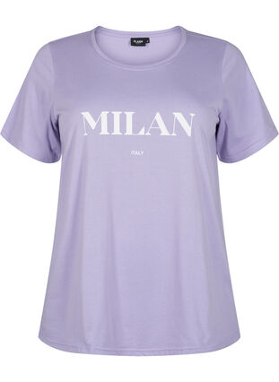 T-shirt från FLASH med tryck, Lavender, Packshot image number 0