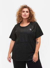 Träningst-shirt med tryck och mesh, Black, Model