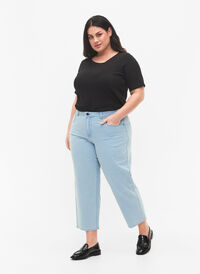 Raka jeans med ankellängd, Light blue denim, Model