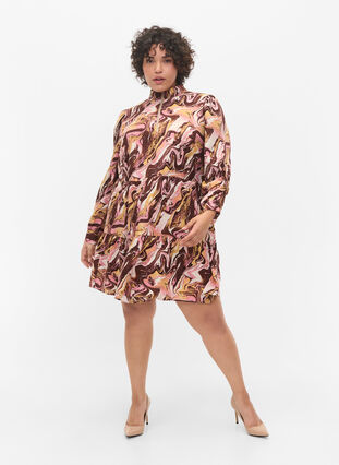 Mönstrad tunika med dragkedja och a-linjeform, AOP, Model image number 2