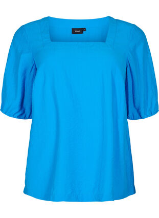 Blus med ballongärmar, Indigo Bunting, Packshot image number 0