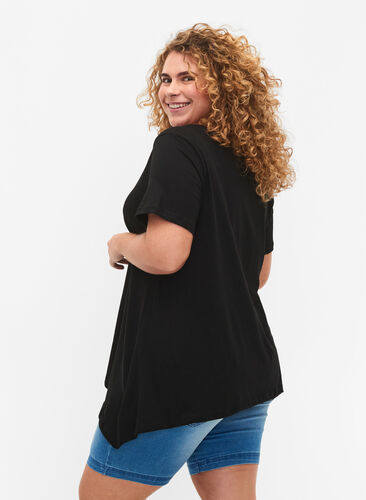 T-shirt i bomull med korta ärmar, Black SOLD, Model image number 1