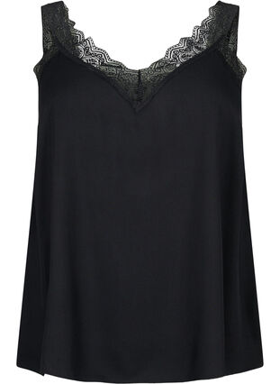 Topp i viskos med spets, Black, Packshot image number 0