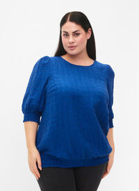 Smockblus med lyocell (TENCEL™), Strong Blue, Model