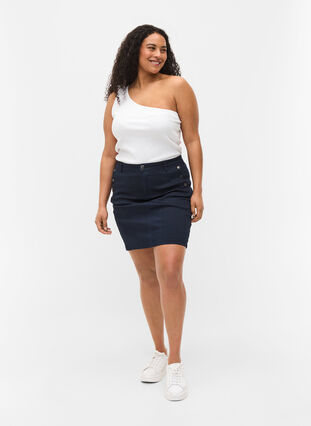 One shoulder-topp i bomull, Bright White, Model image number 2