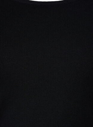 Enfärgad klänning med 3/4-ärmar och slits, Black, Packshot image number 2