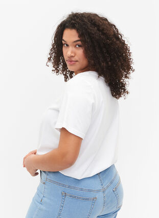 T-shirt i bomull med tryck, Bright White COLOR, Model image number 1