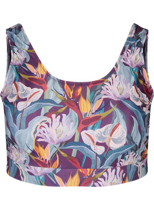 Mönstrad bikinitop med rund halsringning, Deep Tropical Print, Packshot image number 0