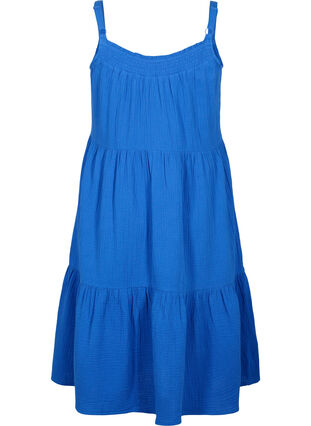 Enfärgad klänning i bomull, Victoria blue, Packshot image number 1