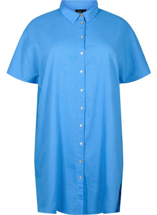 Lång skjorta med korta ärmar, Ultramarine, Packshot image number 0